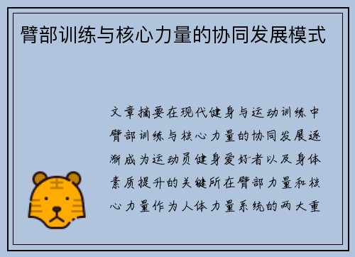 臂部训练与核心力量的协同发展模式